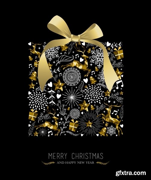 New Year banner Christmas flyer background is winter gift card 3-25 EPS