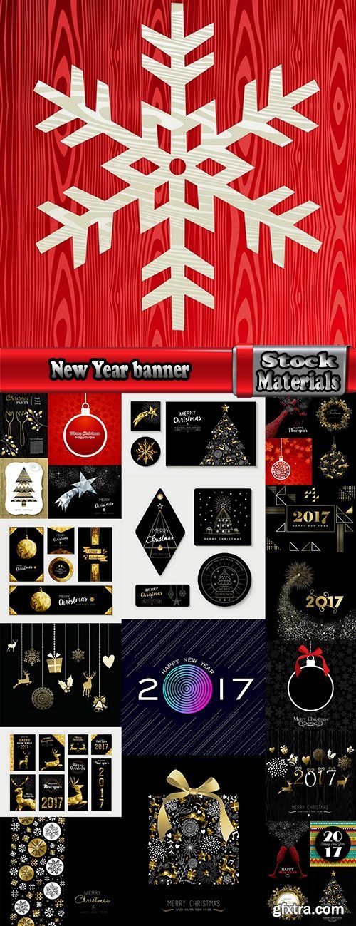 New Year banner Christmas flyer background is winter gift card 3-25 EPS