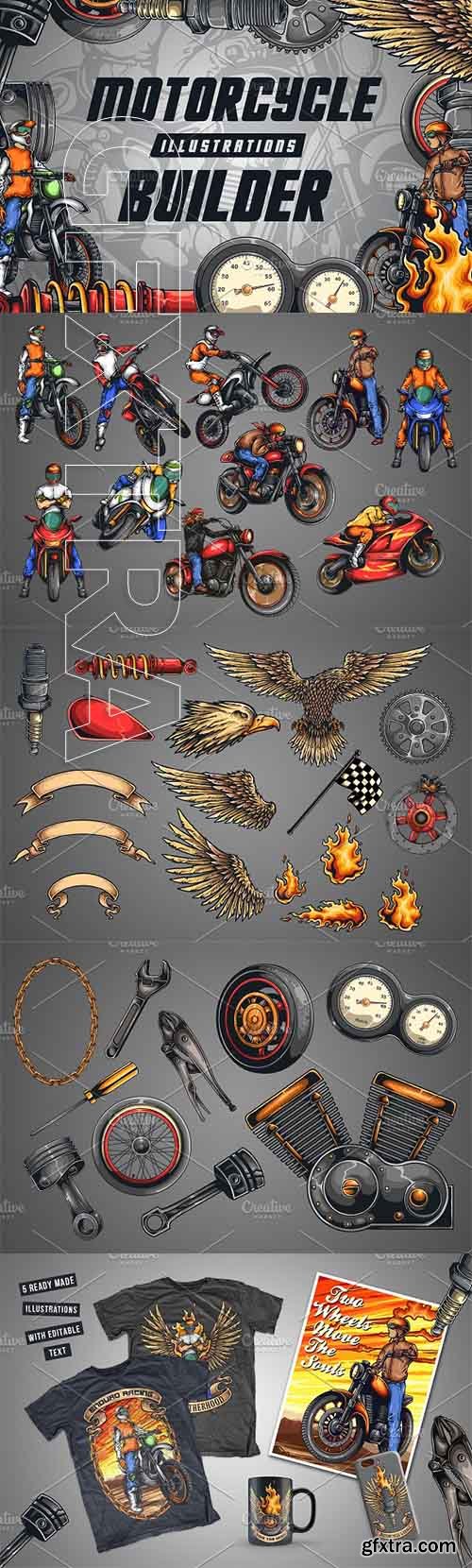 CreativeMarket - Motorcycle Illustrations Builder 2047976
