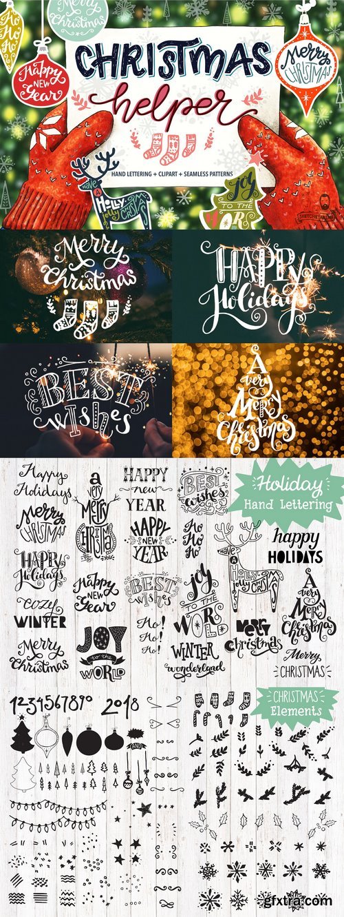 CM - Christmas Helper Lettering & Clipart 1777988