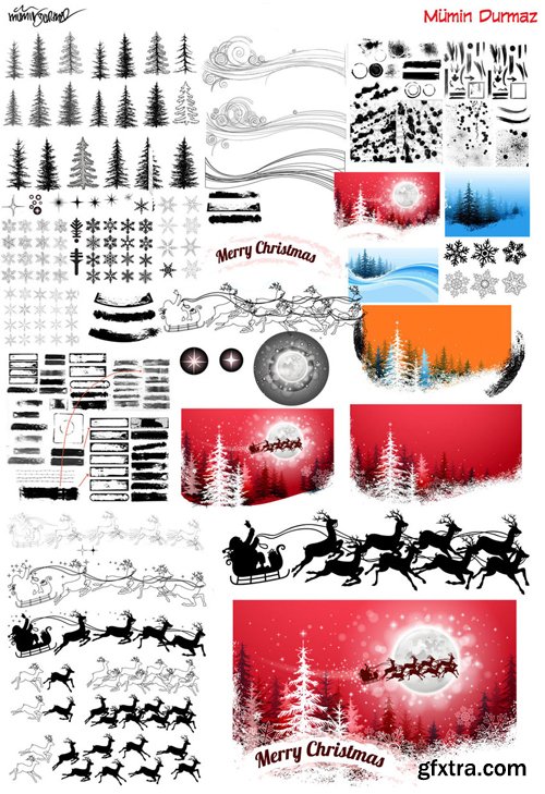 Merry christmas and New Year greeting vector decorations