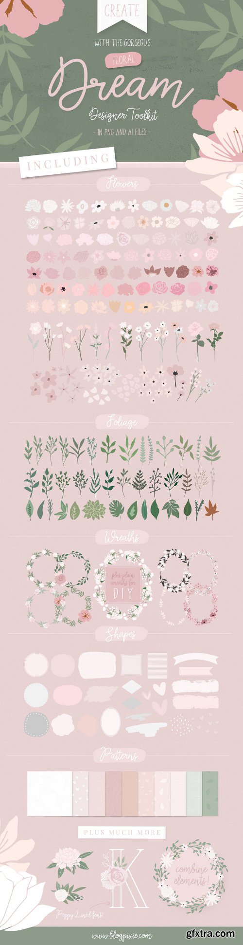 CreativeMarket Floral Bundle Fonts & Illustrations 1985821 CreativeMarket Floral Bundle Fonts & Illustrations 1985821