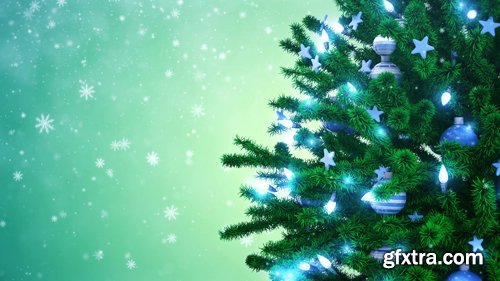 New Year tree with falling snowflakes