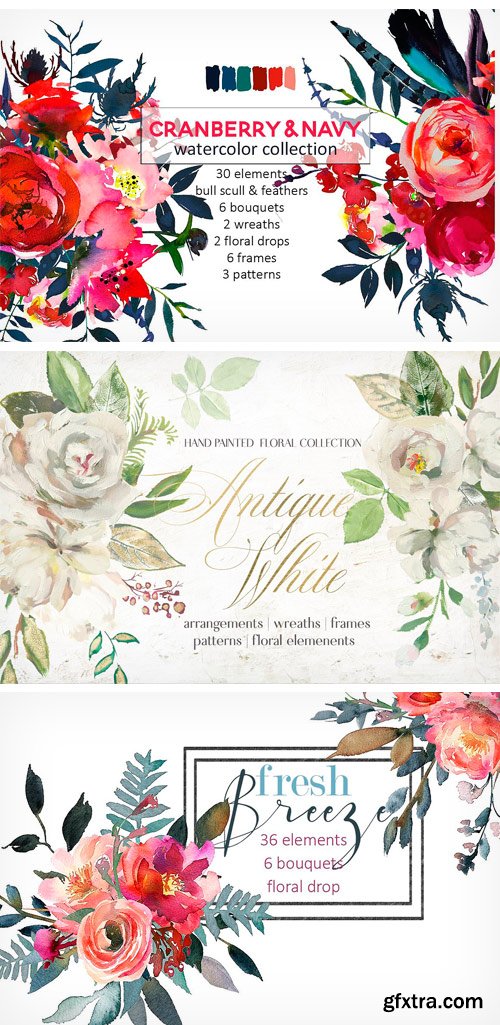 CM - Christmas Watercolor Floral Bundle 2011291