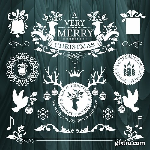 New Year Christmas sticker logo frame border card gift card 25 EPS