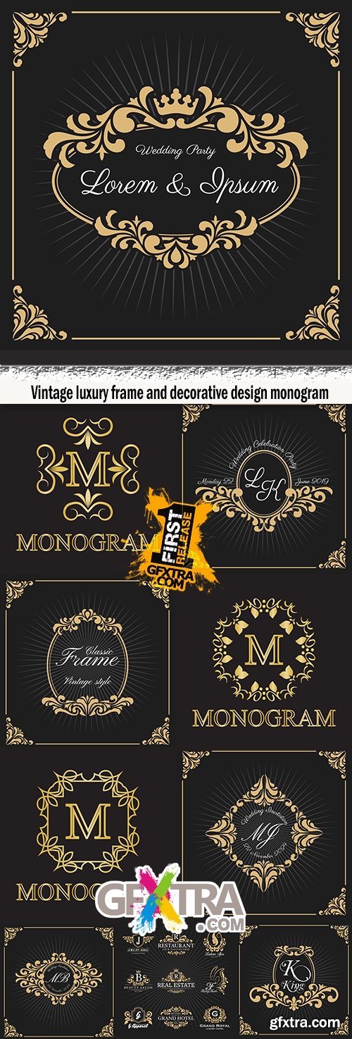 Vintage luxury frame and decorative design monogram