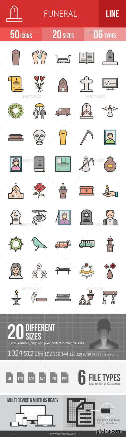 GR - Funeral Filled Line Icons 19438309