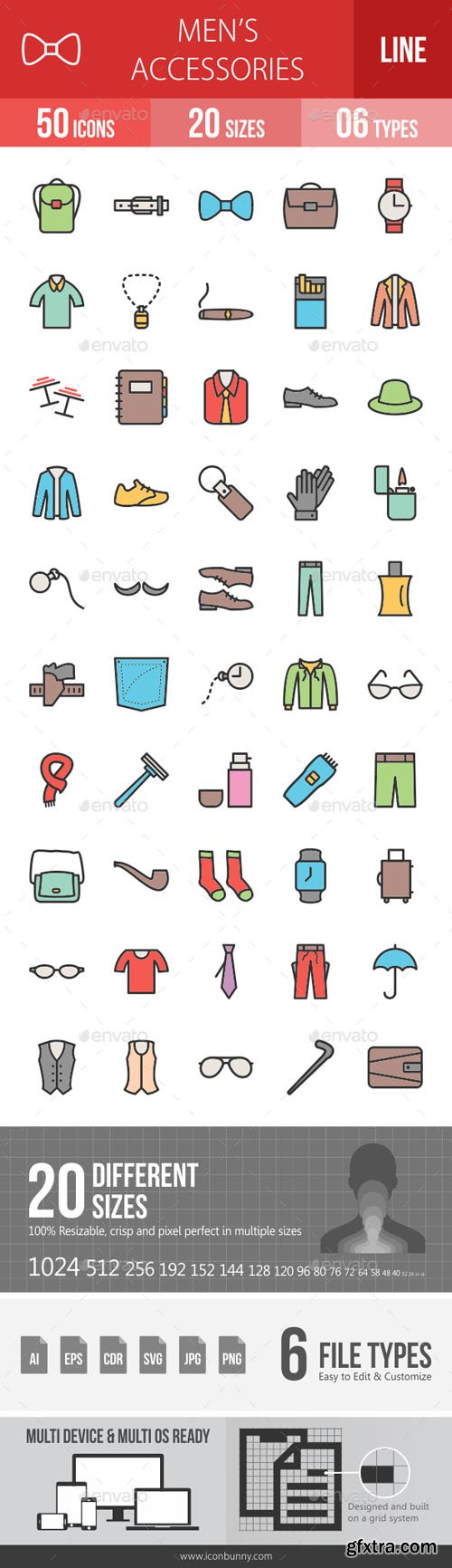 GR - Men's Accessories Line Filled Icons 19260251