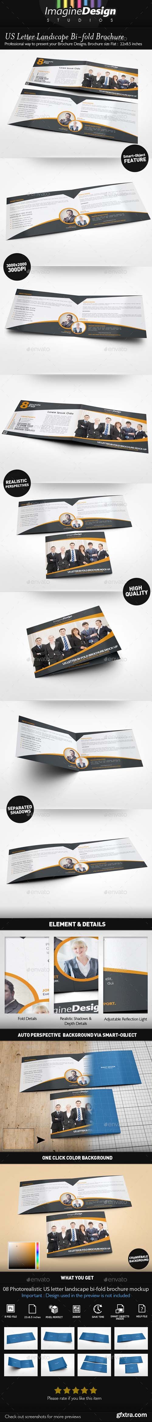 GR - US Letter Landscape Bi-fold Brochure Mock-Up 21037856