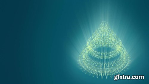 Stylized bizarre Christmas tree, blue background composed of yellow mechanical spiral wheels Stylized bizarre Christmas tree, blue background composed of yellow mechanical spiral wheels