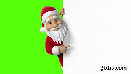 Santa Claus points to the screen, seamless looping 3d animation. 4K