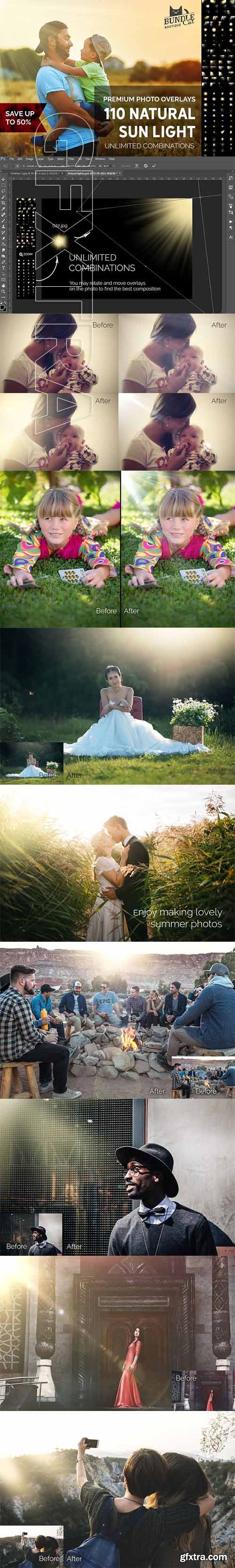 CreativeMarket - 110+ Natural Sunlight Photo Overlays 2083212