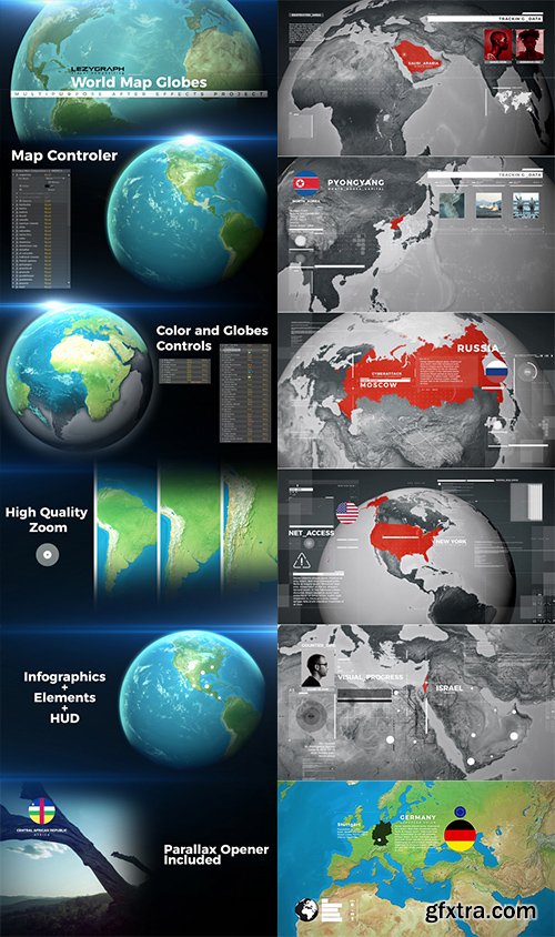 Videohive World Map Globes 20709289
