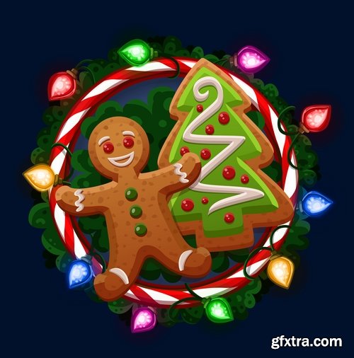 Sweet cookies cake christmas new year 25 EPS