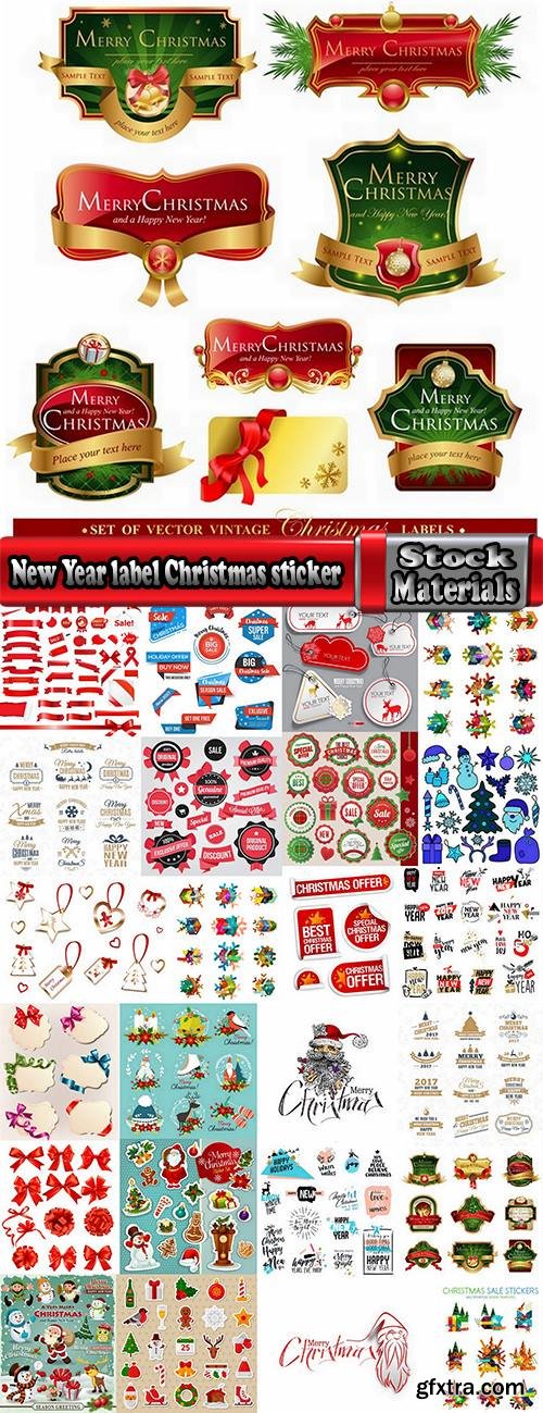 New Year label Christmas sticker discount sale EPS 25
