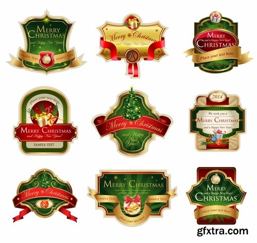 New Year label Christmas sticker discount sale EPS 25