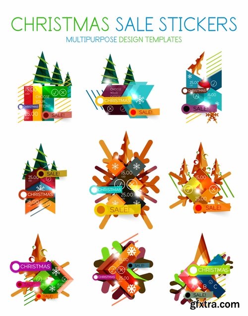 New Year label Christmas sticker discount sale EPS 25