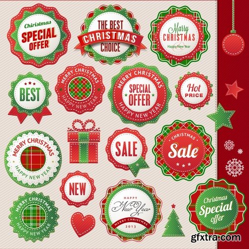 New Year label Christmas sticker discount sale EPS 25