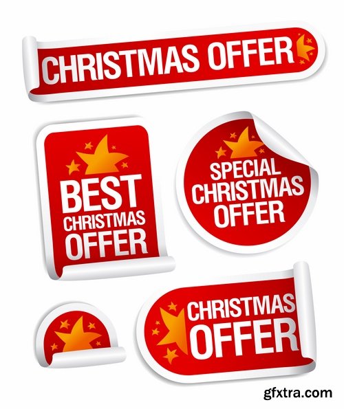 New Year label Christmas sticker discount sale EPS 25