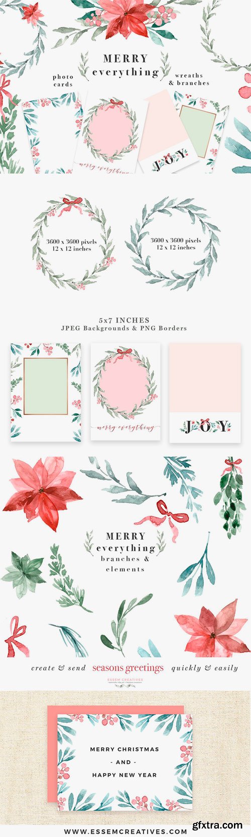 CM - Merry Christmas Wreath Card Clipart 2038813