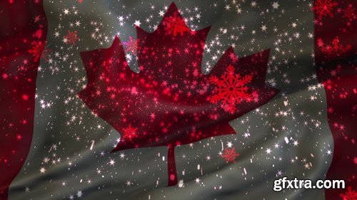 Christmas background , Falling snowflakes, Canada, Flag of Canada, Happy New Year