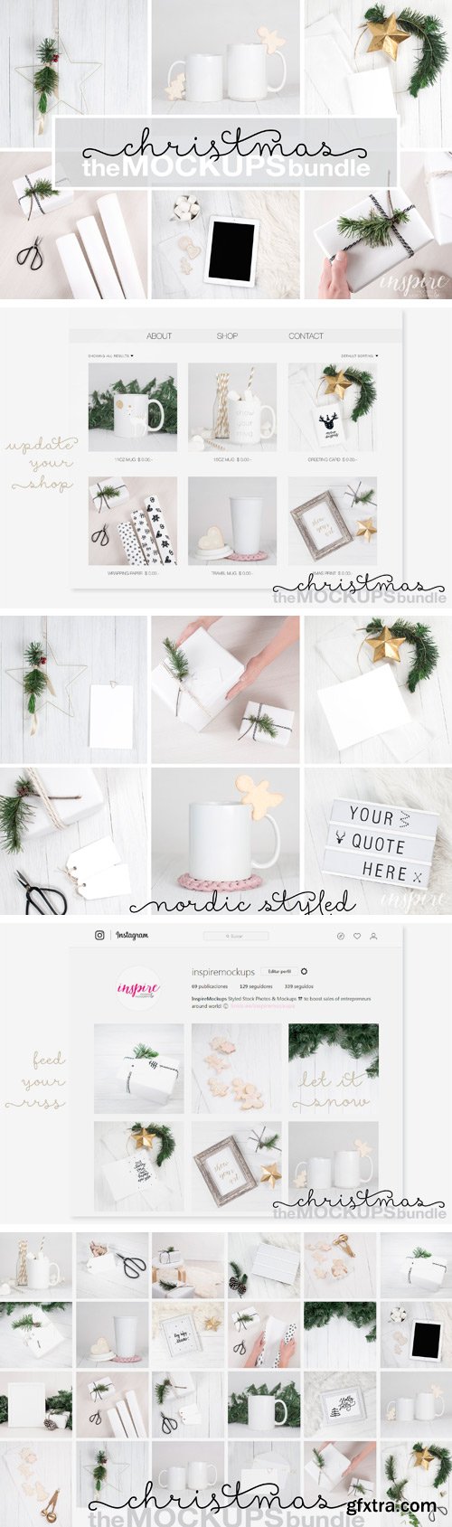 CM - Nordic Xmas Styled Mockups Bundle 2039547