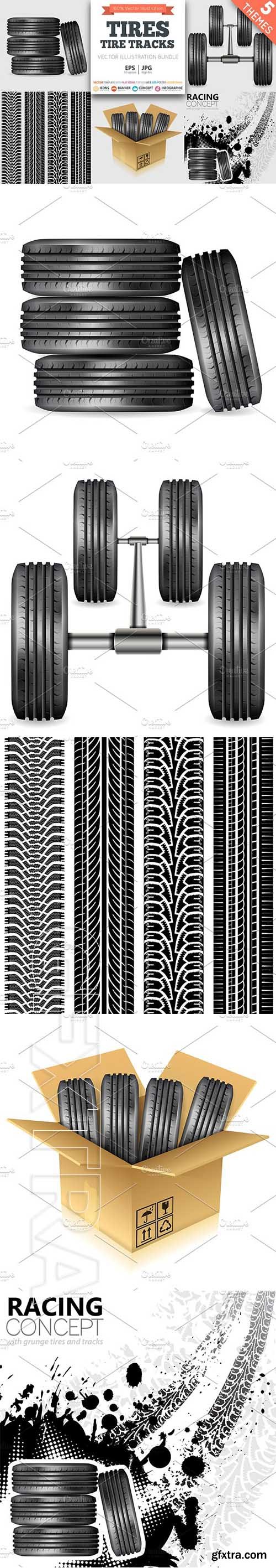 CreativeMarket - Tires and Tire Tracks 2083470