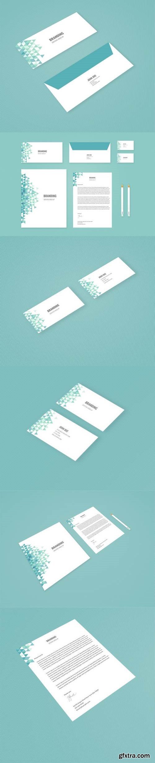 Branding Identity Mock Up - Teal Tirangles