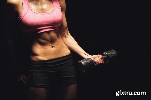 Fitness Woman Workout Gym Lifting Dumbbells 25xJPG