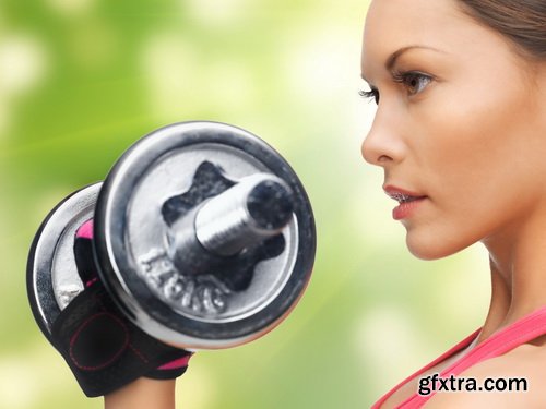 Fitness Woman Workout Gym Lifting Dumbbells 25xJPG