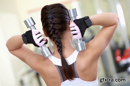 Fitness Woman Workout Gym Lifting Dumbbells 25xJPG