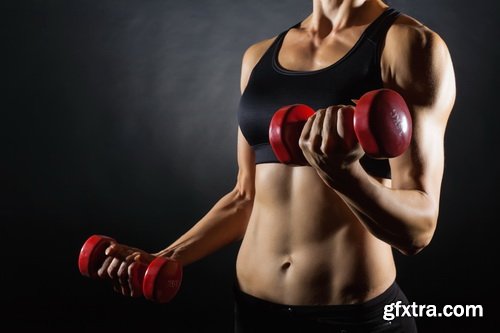 Fitness Woman Workout Gym Lifting Dumbbells 25xJPG