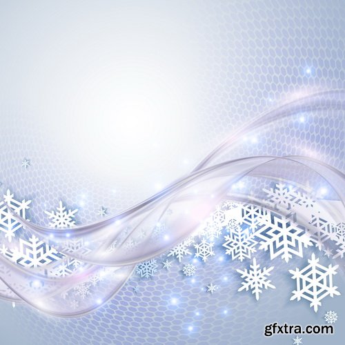 Christmas Backgrounds with Fir & Snowflakes 25xEPS