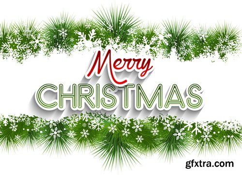 Christmas Backgrounds with Fir & Snowflakes 25xEPS