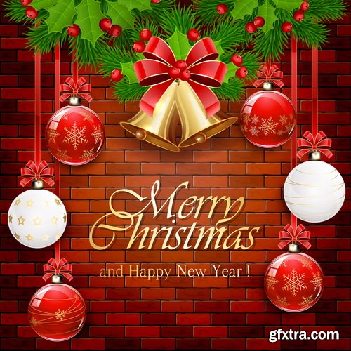 Christmas Backgrounds with Fir & Snowflakes 25xEPS