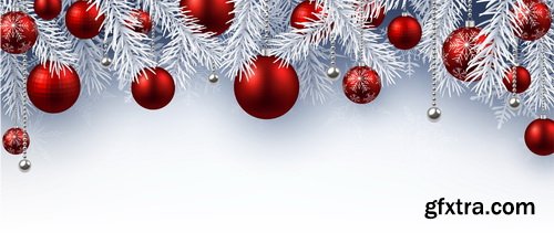 Christmas Backgrounds with Fir & Snowflakes 25xEPS
