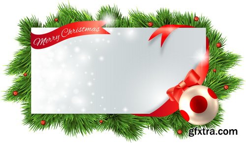 Christmas Backgrounds with Fir & Snowflakes 25xEPS
