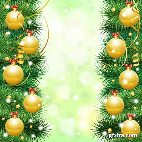 Christmas Backgrounds with Fir & Snowflakes 25xEPS
