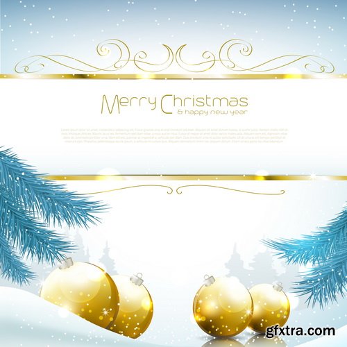 Balls Golden, Christmas Backgrounds 25xEPS