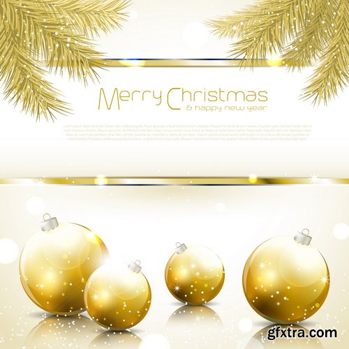 Balls Golden, Christmas Backgrounds 25xEPS