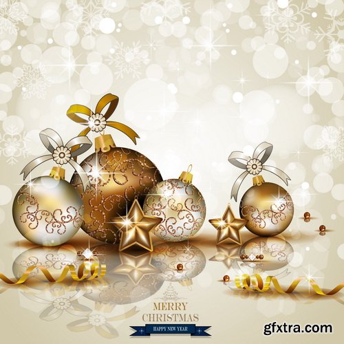 Balls Golden, Christmas Backgrounds 25xEPS