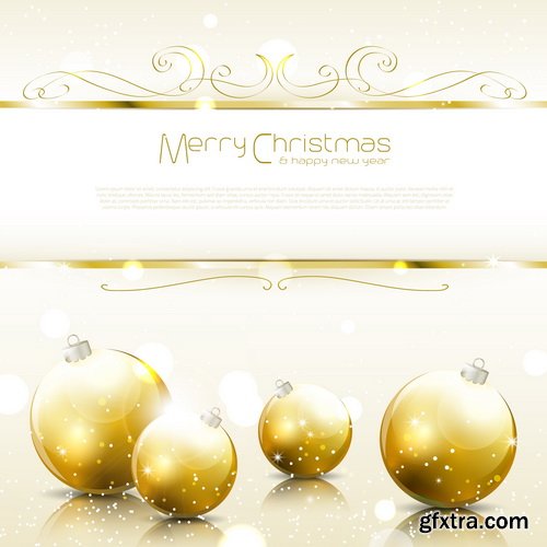 Balls Golden, Christmas Backgrounds 25xEPS