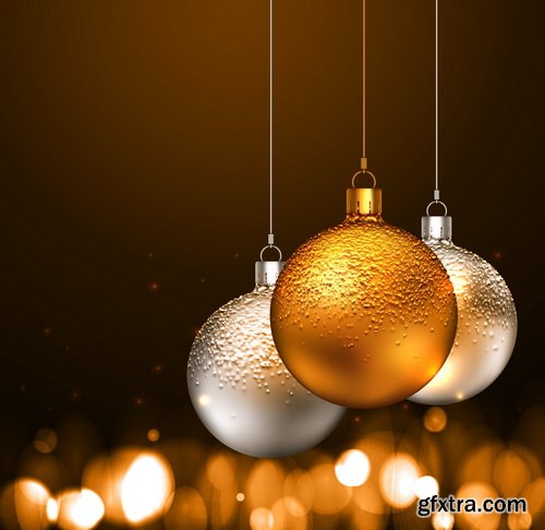 Balls Golden, Christmas Backgrounds 25xEPS