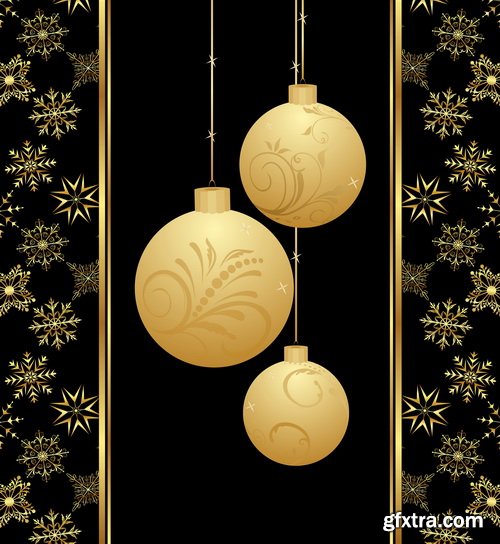 Balls Golden, Christmas Backgrounds 25xEPS