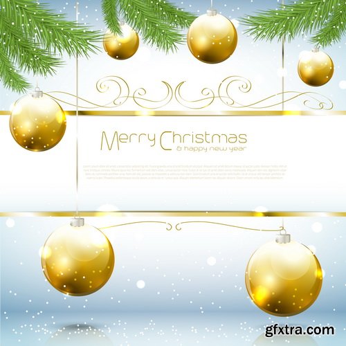Balls Golden, Christmas Backgrounds 25xEPS