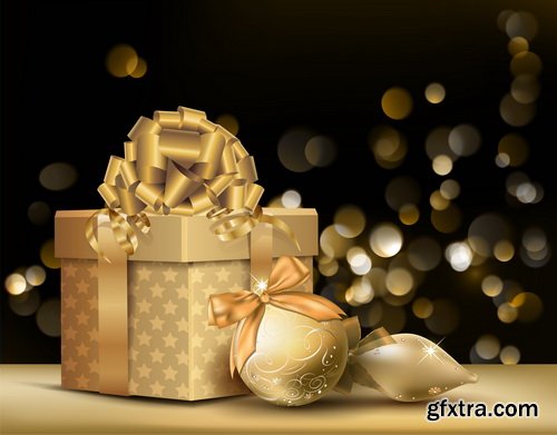Balls Golden, Christmas Backgrounds 25xEPS
