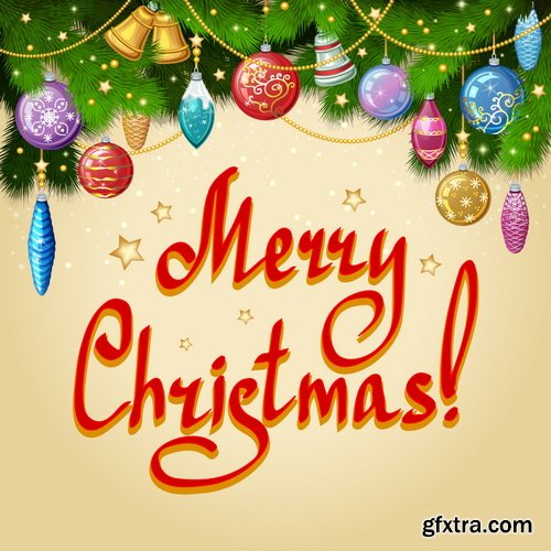 Christmas Ball on the Fir Branch Covered with Snow 25xEPS