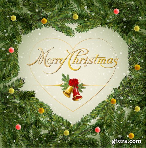 Christmas Ball on the Fir Branch Covered with Snow 25xEPS