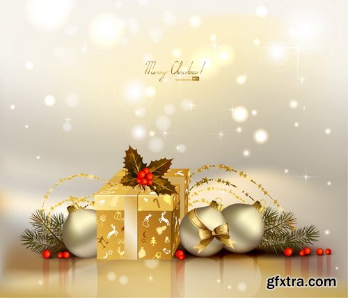 Christmas Ball on the Fir Branch Covered with Snow 25xEPS