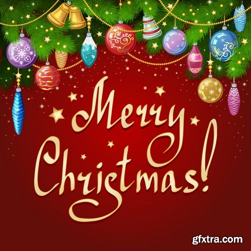 Christmas Ball on the Fir Branch Covered with Snow 25xEPS